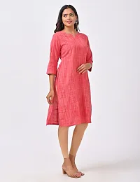 Beautiful Cotton Red Woven Design Kurta For Women-thumb3