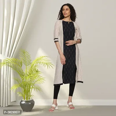 Beautiful Cotton Navy Blue Ikat Kurta For Women-thumb0