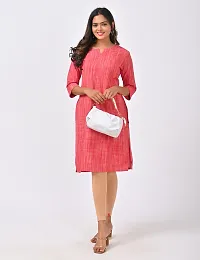 Beautiful Cotton Red Woven Design Kurta For Women-thumb2