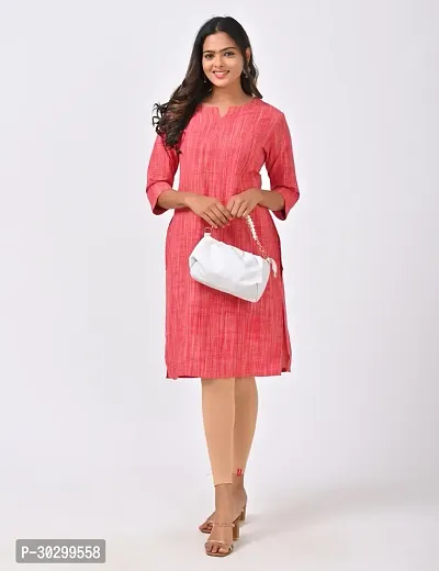 Beautiful Cotton Red Woven Design Kurta For Women-thumb3