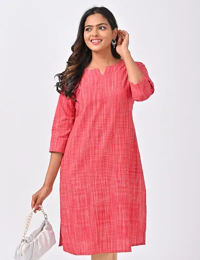 Elegant Cotton Woven Design A-Line Kurti