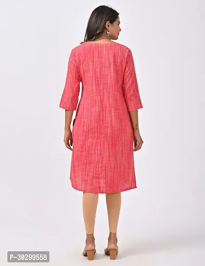 Beautiful Cotton Red Woven Design Kurta For Women-thumb2