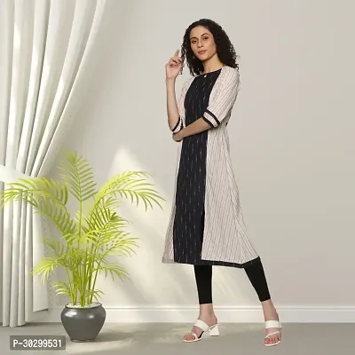 Beautiful Cotton Navy Blue Ikat Kurta For Women-thumb3