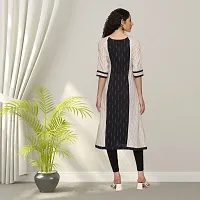 Beautiful Cotton Navy Blue Ikat Kurta For Women-thumb1