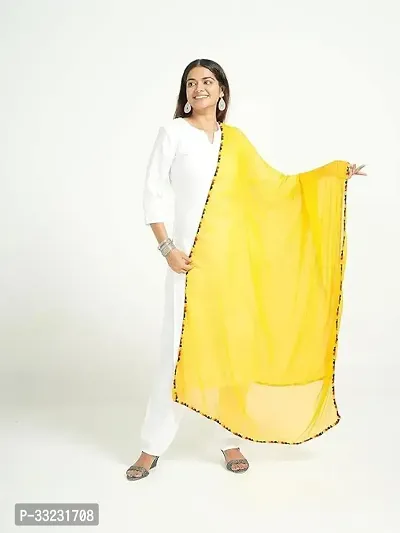 Elite Yellow Cotton Blend Self Design Dupatta For Women-thumb0