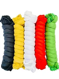 Maheshwari Trading Women's Cotton Blend Solid/plain Dupatta Set (Pack Of 5) (Multicolour 25)-thumb1