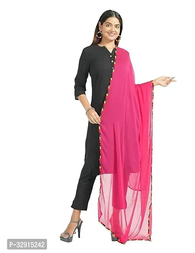 Elite Pink Cotton Blend Self Design Dupatta For Women-thumb0