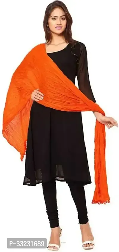 Elite Orange Cotton Blend Solid Dupatta For Women-thumb0