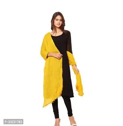 Elite Yellow Cotton Blend Self Design Dupatta For Women-thumb0