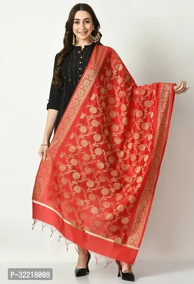 Elite Red Silk Woven Design Dupattas For Women