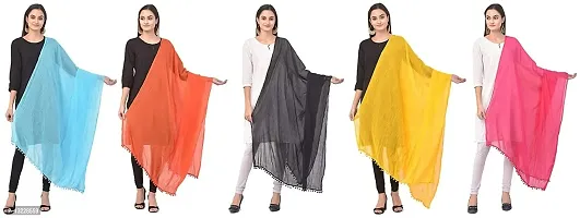 Maheshwari Trading Women's Cotton Blend Solid/plain Dupatta Set (Pack Of 5) (Multicolour 25)