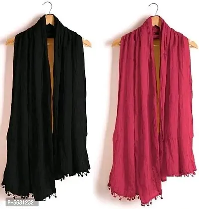 Cotton Solid Dupatta Pack Of 2-thumb0