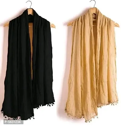 Cotton Solid Dupatta Pack Of 2-thumb0