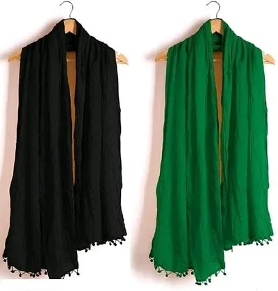 Stylish Cotton Solid Dupattas Pack Of 2