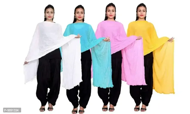 Classic Cotton Blend Solid Dupattas for Women, Pack of 4-thumb0