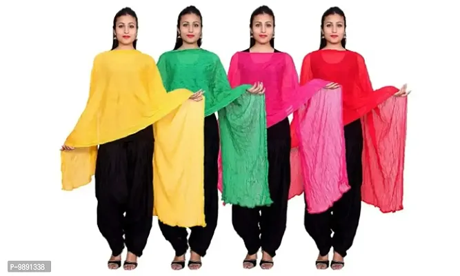 Classic Cotton Blend Solid Dupattas for Women, Pack of 4