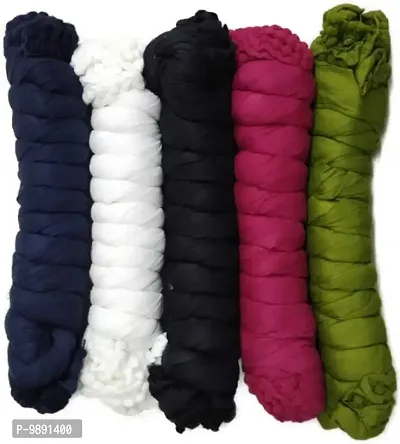 Classic Cotton Blend Solid Dupattas For Women  Pack Of 5-thumb0