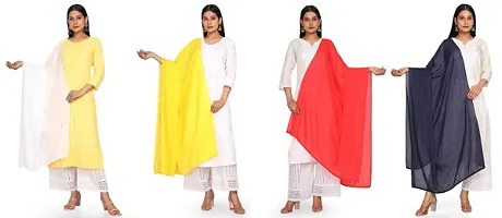 Stylish Blend Solid Dupattas For Women Pack Of 4