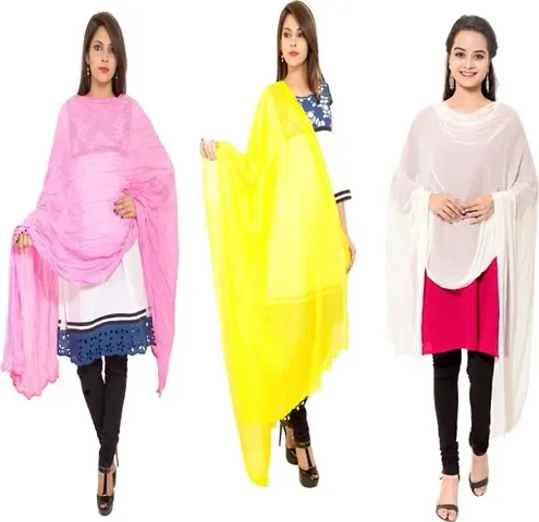 womens blend plain solid dupatta, 3pc