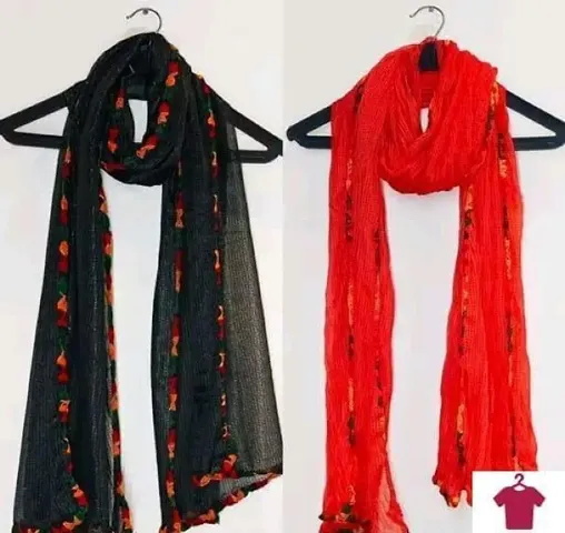 Stylish Cotton Solid Dupatta for Women Pack of 2