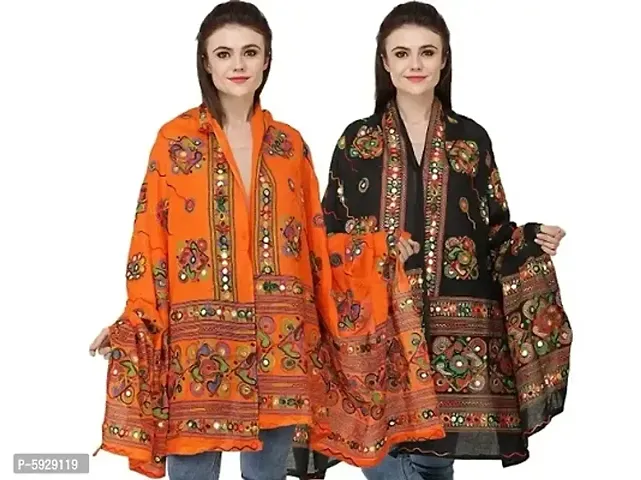 Trendy Women's Cotton Embroidered Dupatta (Pack Of 2)