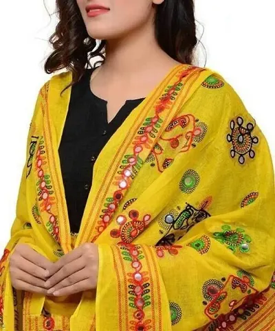 Attractive & Stunning Cotton Embroidery & Mirror Work Stylish Ethnic Dupatta