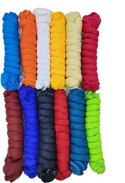 Stylish Cotton Solid Dupatta for Women Pack of 12