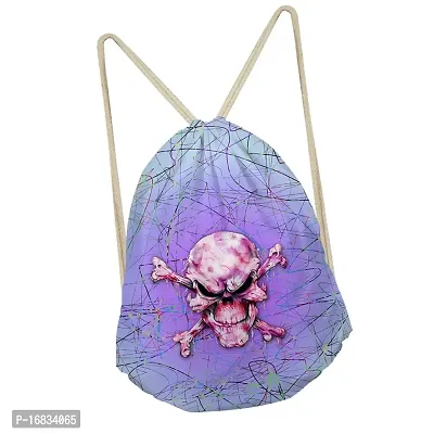 SDEPL Multi-Function Drawstring Bag Storge Bag Skull Gym Travel Backpack Deep Purple