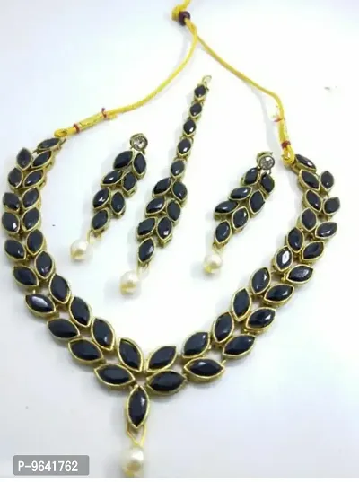 Alluring Alloy Oxidised Gold Plated With Artificial Stones Jewellery Set For Women-thumb0