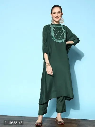 Stylish Green Banglori Silk Kurta Bottom Set For Women