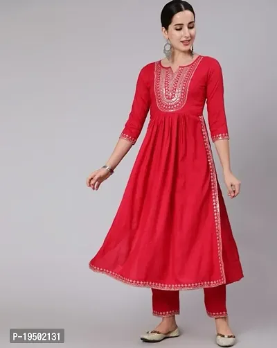 Stylish Red Banglori Silk Kurta Bottom Set For Women