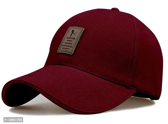 Bezal Unisex Cotton Cap (9560_Red, Maroon_Free Size)-thumb0