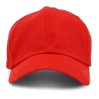 BIPTO Unisex Cotton Cap (CCA_088A_Red_Free Size)-thumb1