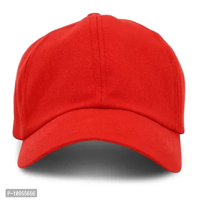 BIPTO Unisex Cotton Cap (CCA_088A_Red_Free Size)-thumb2