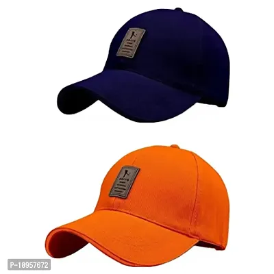 BIPTO Baseball Cap Combo Pack of 2 for Men & Women (Navy Blue & Orange)