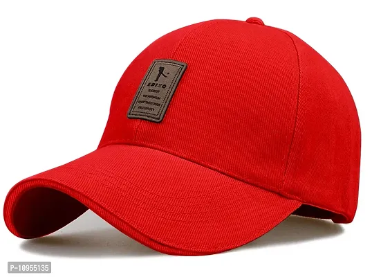Bezal Unisex Cotton Sports Cap (9560_Red_Free Size)