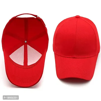 Adult's Cotton Cap (Pack Of 1) (B01_Red_Free Size)-thumb2