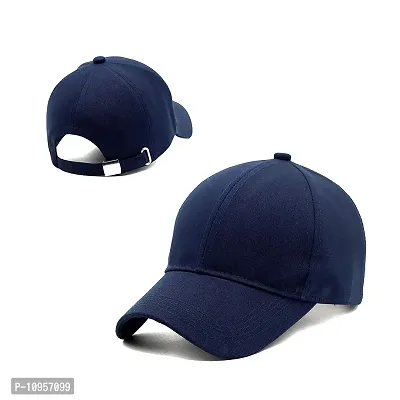 Adult's Cotton Cap (Pack Of 1) (B01_Navy Blue_Free Size)-thumb0