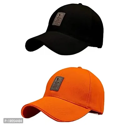 BIPTO Baseball Cap Combo Pack of 2 for Men & Women (Black & Orange)