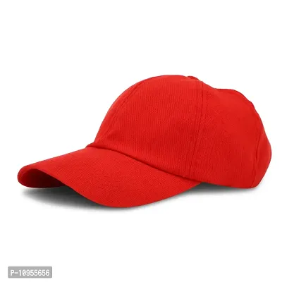 BIPTO Unisex Cotton Cap (CCA_088A_Red_Free Size)-thumb5