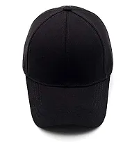 Adult's Cotton Cap (Pack Of 1) (B01_Black_Free Size)-thumb3