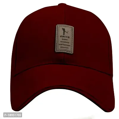 Bezal Unisex Cotton Cap (9560_Red, Maroon_Free Size)-thumb2