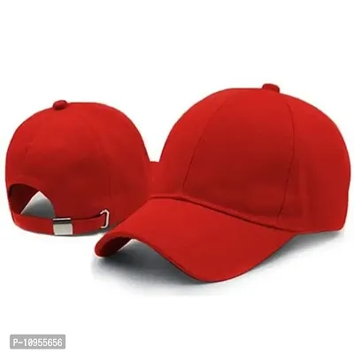 BIPTO Unisex Cotton Cap (CCA_088A_Red_Free Size)