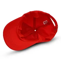 BIPTO Unisex Cotton Cap (CCA_088A_Red_Free Size)-thumb3