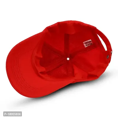 BIPTO Unisex Cotton Cap (CCA_088A_Red_Free Size)-thumb4