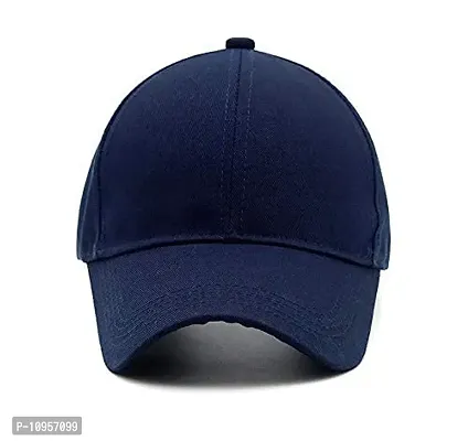 Adult's Cotton Cap (Pack Of 1) (B01_Navy Blue_Free Size)-thumb2