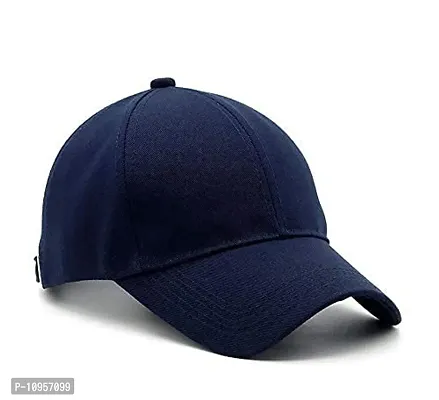 Adult's Cotton Cap (Pack Of 1) (B01_Navy Blue_Free Size)-thumb3