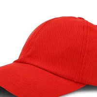 BIPTO Unisex Cotton Cap (CCA_088A_Red_Free Size)-thumb2