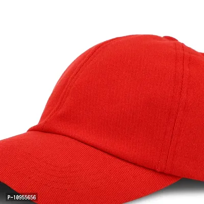 BIPTO Unisex Cotton Cap (CCA_088A_Red_Free Size)-thumb3
