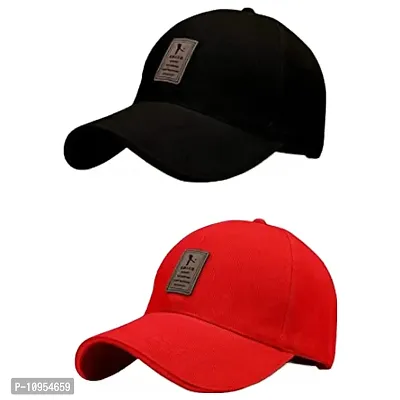 BIPTO Baseball Cap Combo Pack of 2 for Men & Women (Black and Red)